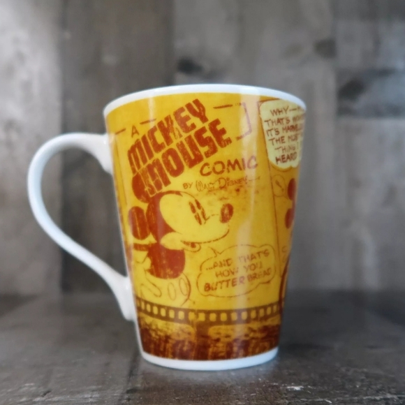 Disney Jerry Leigh Mickey Mouse Newsprint Ceramic Coffee Mug Cup - Picture 1 of 6